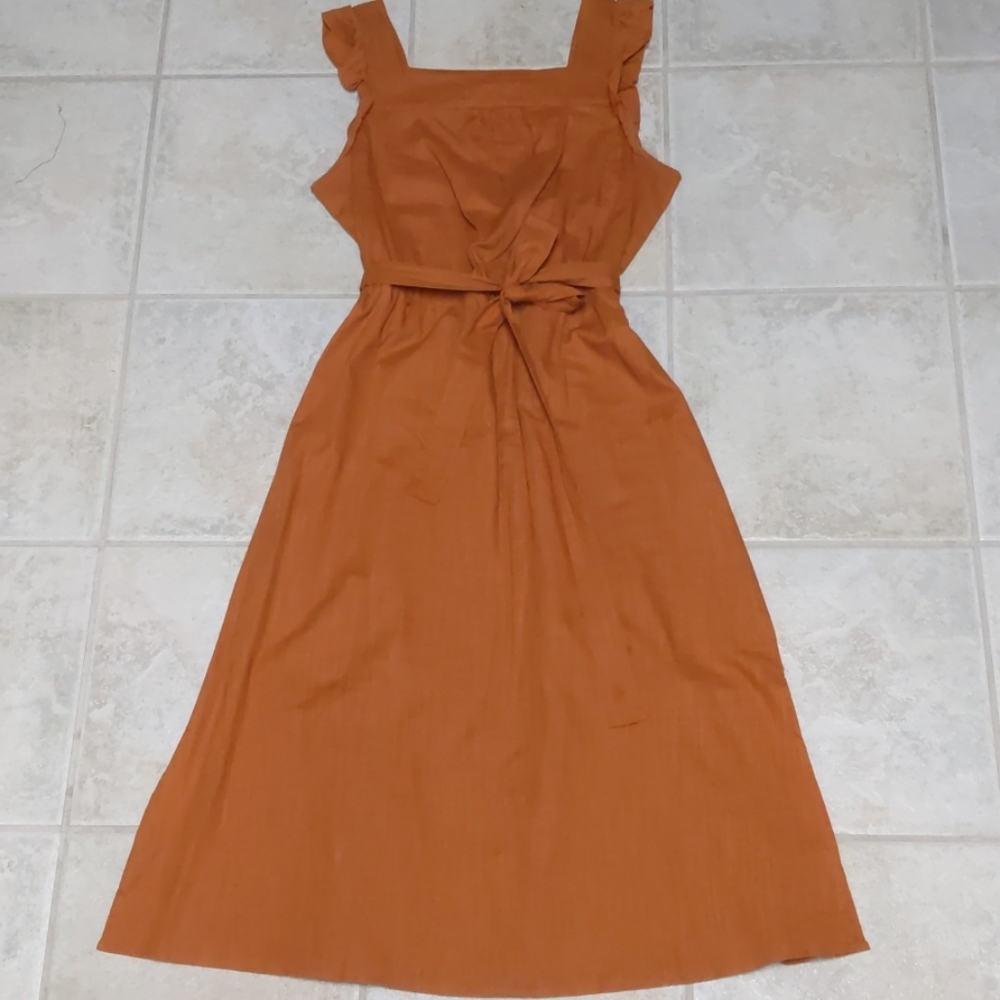 Universal Thread Linen Tie Midi Ruffle Dress M